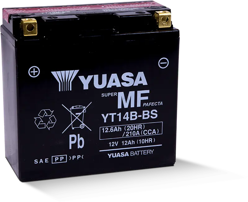 Yuasa YT14B-BS Maintenance-Free Motorcycle Battery for Kawasaki Ninja 650, Versys 650, ER-6N, Triumph Street Triple & Performance Motorcycles