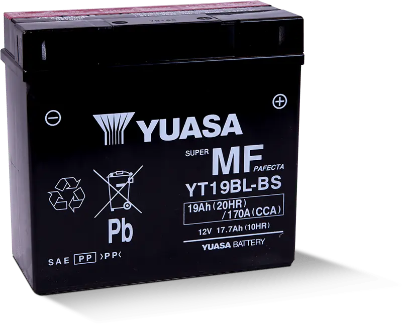 Yuasa YT19BL-BS Maintenance-Free Motorcycle Battery for Harley-Davidson Street 750, Street Rod 750, Kawasaki Vulcan S & Cruiser Motorcycles