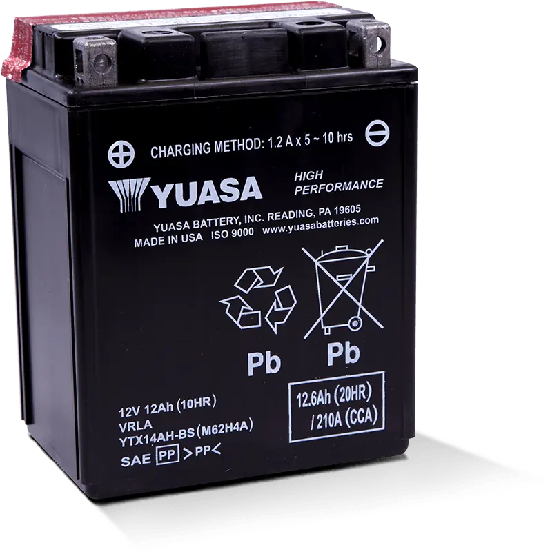 Yuasa YTX14AH-BS Maintenance-Free Motorcycle Battery for Honda CBR650R, CB650R, Kawasaki Ninja 650, Versys 650 & Performance Motorcycles