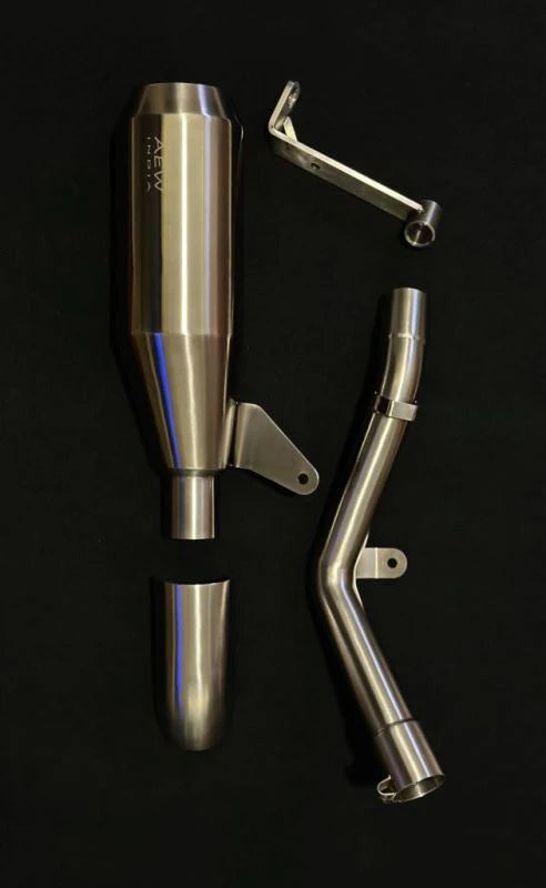AEW EDGE Free Flow Exhaust with Mid Pipe & Centre Stand Bracket for Royal Enfield Guerrilla 450 | Premium Performance Exhaust