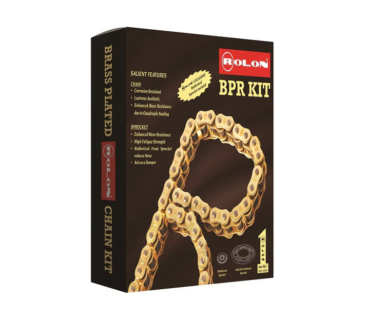 Rolon Brass Chain Kit for Bajaj Pulsar NS200 | Heavy Duty Drive Chain Replacement for Pulsar NS 200