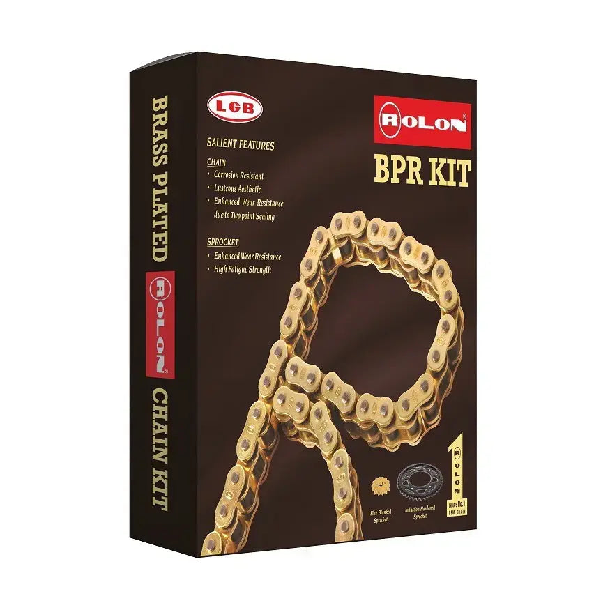 Rolon Brass Chain Kit for Yamaha R15 V3 & R15 V4 | Heavy Duty Drive Chain Replacement for R15 Series