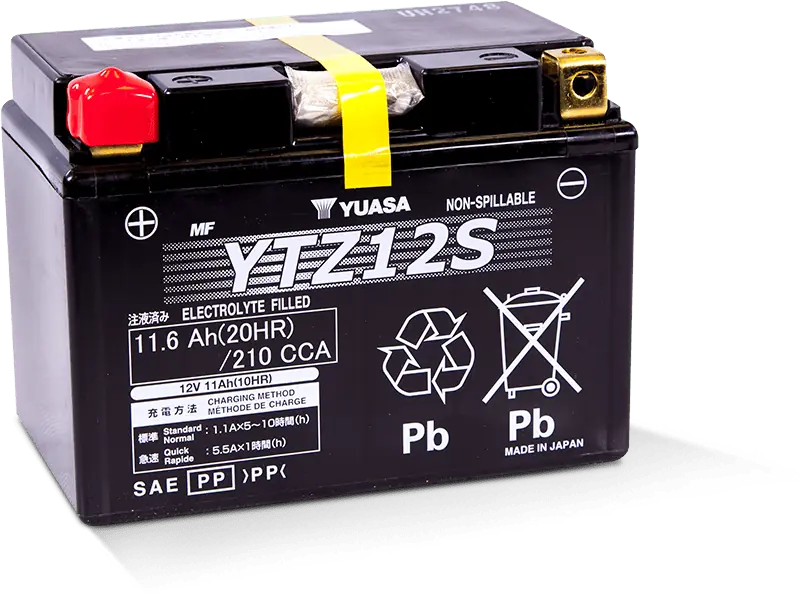 Yuasa YTZ12S Maintenance-Free Motorcycle Battery for Kawasaki Ninja ZX-10R, ZX-6R, Suzuki Hayabusa, GSX-R1000 & Superbikes